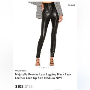 MAJORELLE Shiny Black Faux Leather Leggings